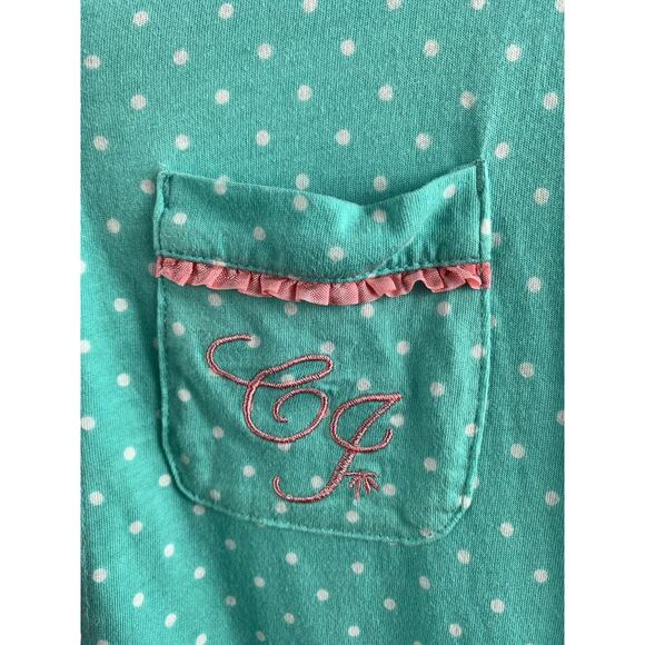 Caribbean Joe Sleep Shirt Womens small nightgown‎ button up polka dot green - Picture 4 of 4